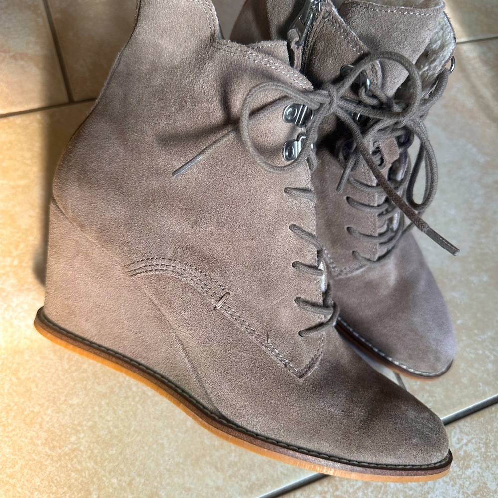 Dolce Vita wedge bootie taupe.